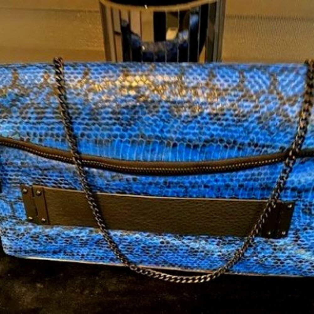 VINCE CAMUTO Leather Fold-Over Convertible Clutch Bag w/chain Strap NWT $148